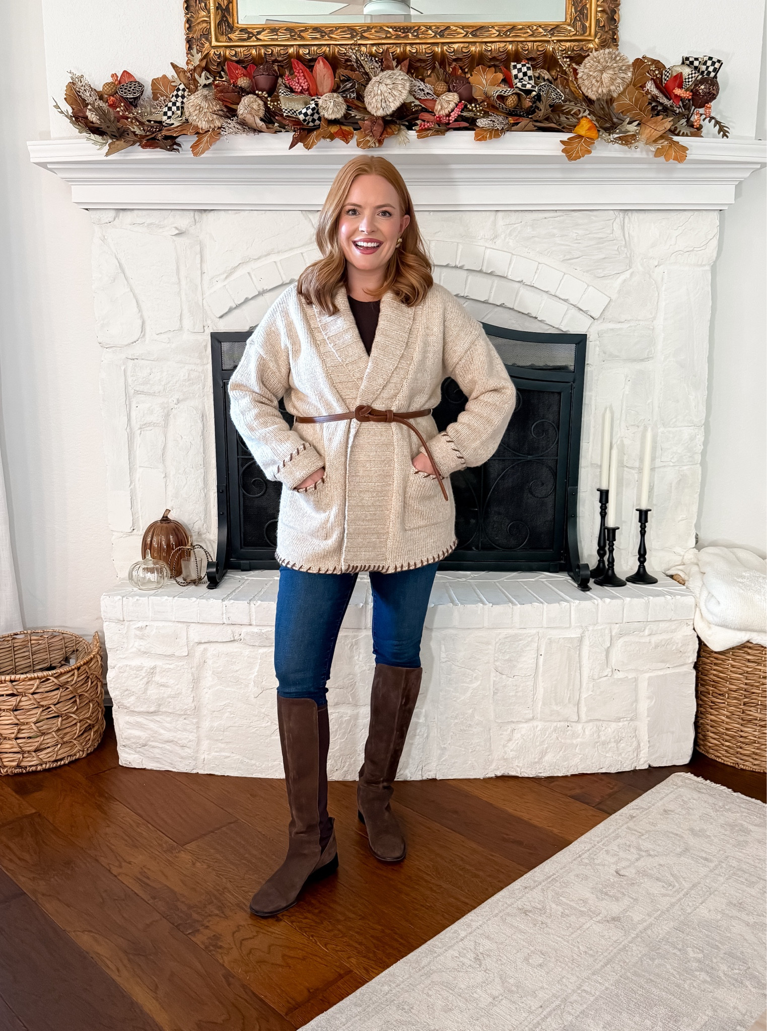 When casual meets polished 🤎 A belted cardigan instantly elevates jeans for errands, school drop-offs, or casual Friday at work. Pairing with tall riding boots keeps it classic and comfortable for busy mom life.

Keywords: casual fall outfit, belted cardigan outfit, riding boots outfit, working mom style, school drop off outfit, cozy fall look
Shop on LTK: #LTKEveryday #LTKCausalStyle