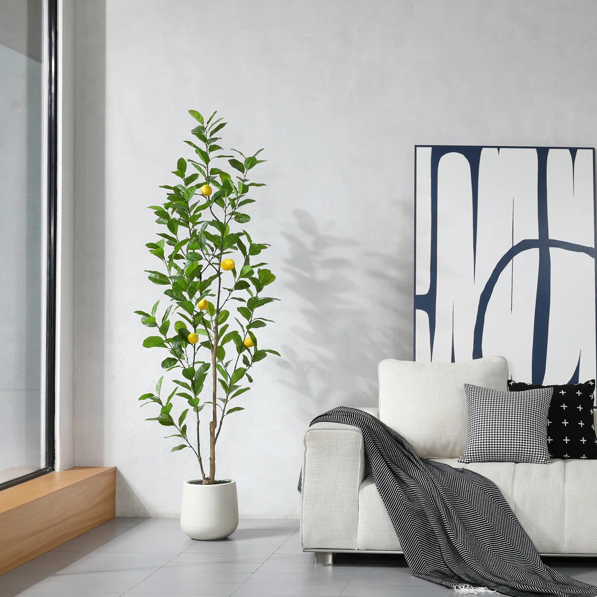 Adcock Artificial Plastic Lemon Tree in Pot, Pre Potted Faux Greenry Lemon Plant for Home Decor | Wayfair North America