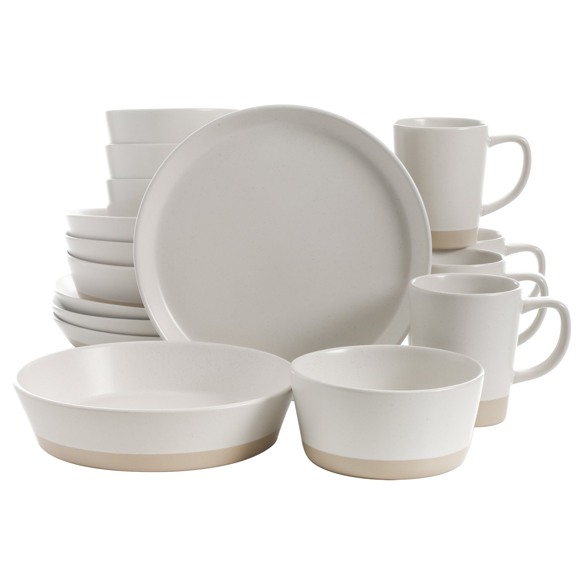 Gap Home Speckled Slip 16-Piece with Speckle and Raw Bottom White Stoneware Dinnerware Set | Walmart (US)