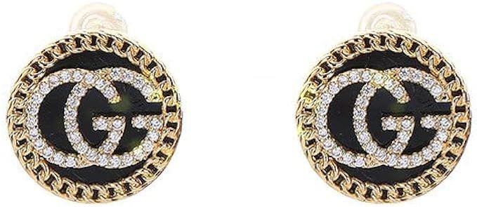 Amazon.com: gg Earrings G Alphabet Earrings GG Earrings Earrings for Women Lightweight Gold Rhine... | Amazon (US)