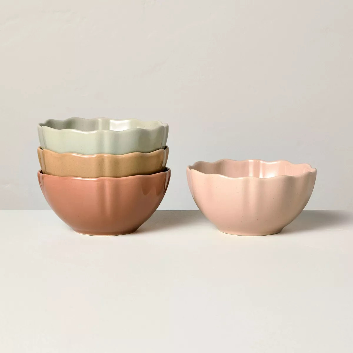 4pk 11oz Scalloped Stoneware Dessert Bowls - Hearth & Hand™ with Magnolia | Target