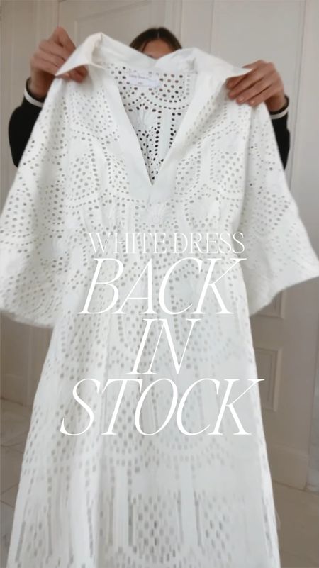 Back in stock! White eyelet dress for summer- it is lined. I'm 5'7 for reference and wearing size small