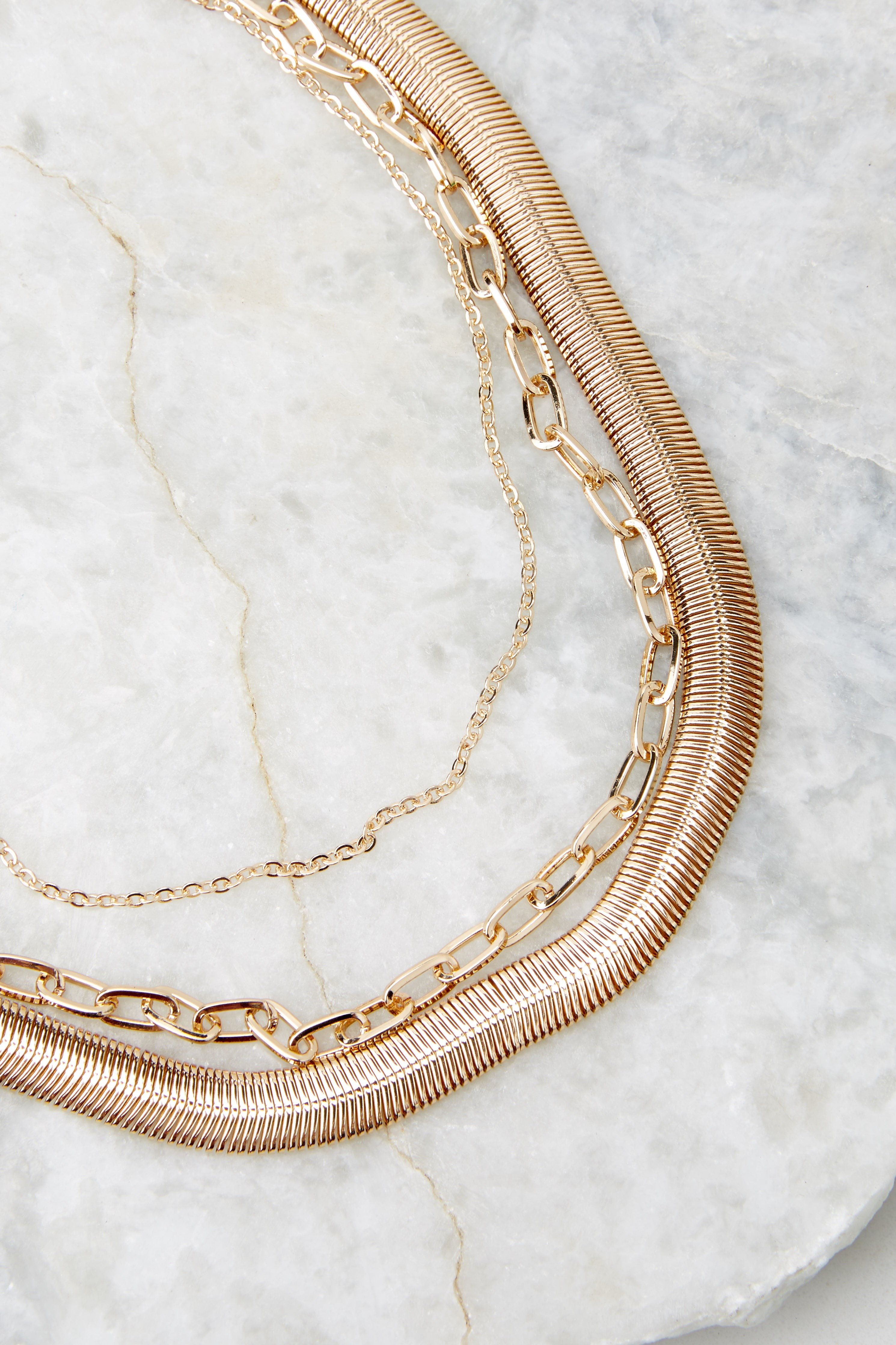 Catch Them Staring Gold Layered Necklace | Red Dress 