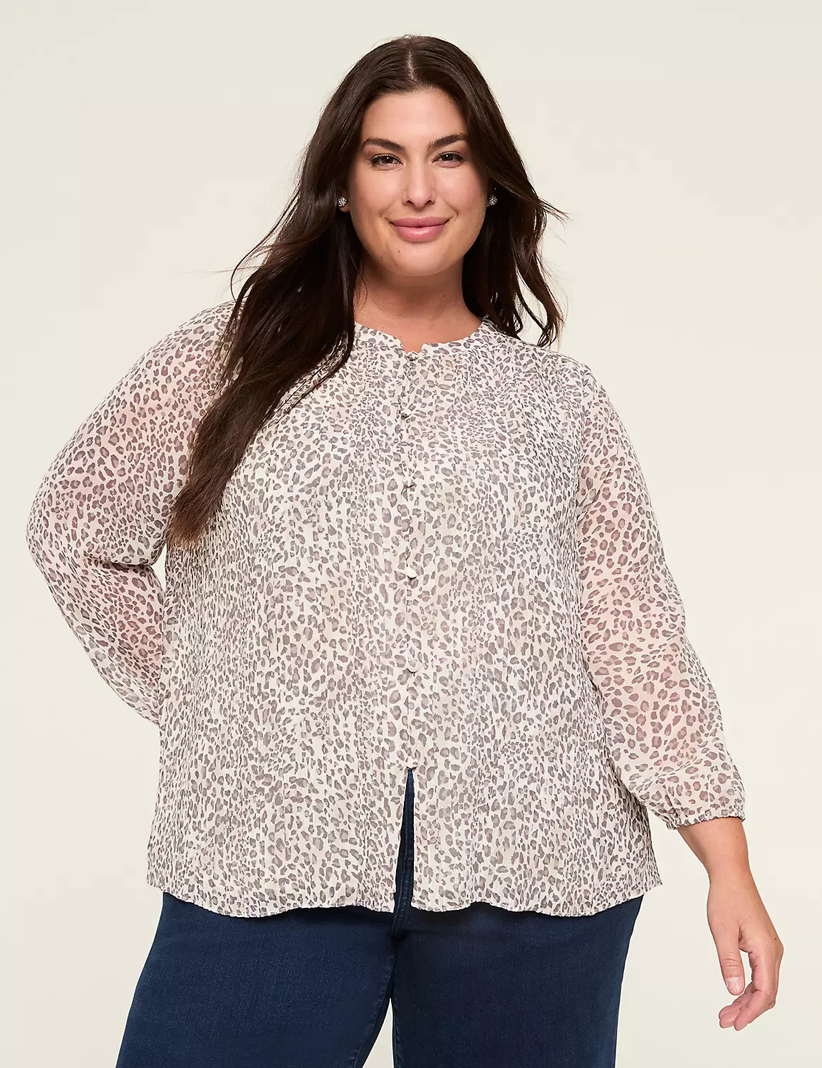 Swing Bracelet-Sleeve Button-Front Blouse | Lane Bryant (US)