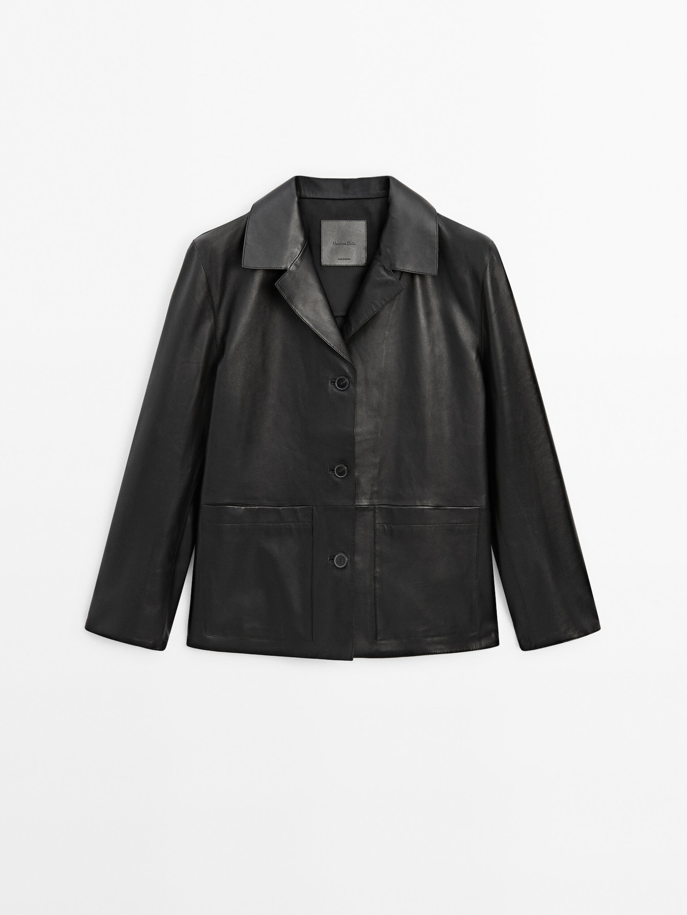 Black nappa leather blazer | Massimo Dutti US