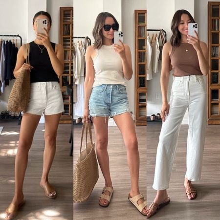 Styling the Madewell tank top in 3 different colors for spring and summer 

Take 20% off at Madewell this weekend! 
• tops - xs
• white shorts + jeans are old from Madewell, linked to new/similar styles 
• blue denim shorts - AGOLDE 
• Birkenstock sandals 
• Sam Edelman sandals - tts 


#LTKSaleAlert #LTKxMadewell #LTKStyleTip