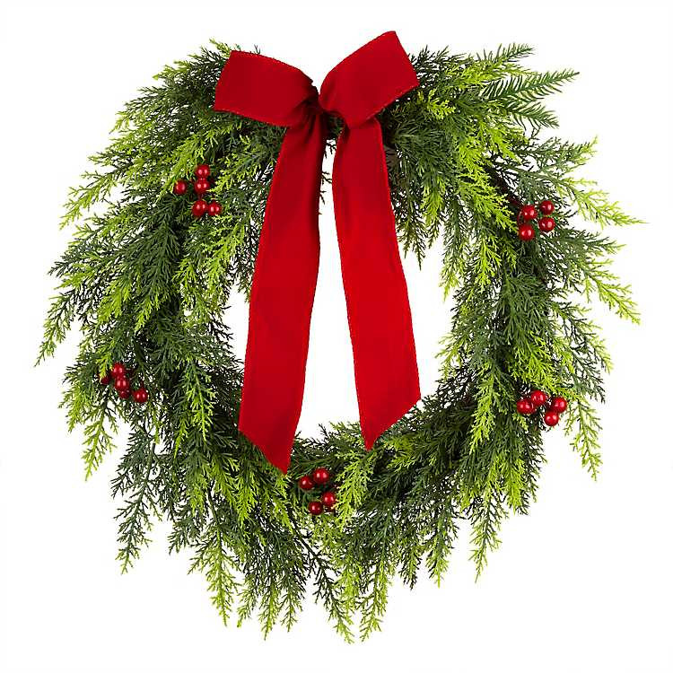 Cypress and Red Berry Christmas Wreath | Kirklands