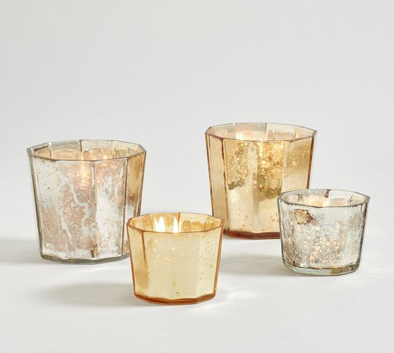 Faceted Mercury Glass Votive Holders | Pottery Barn (US)
