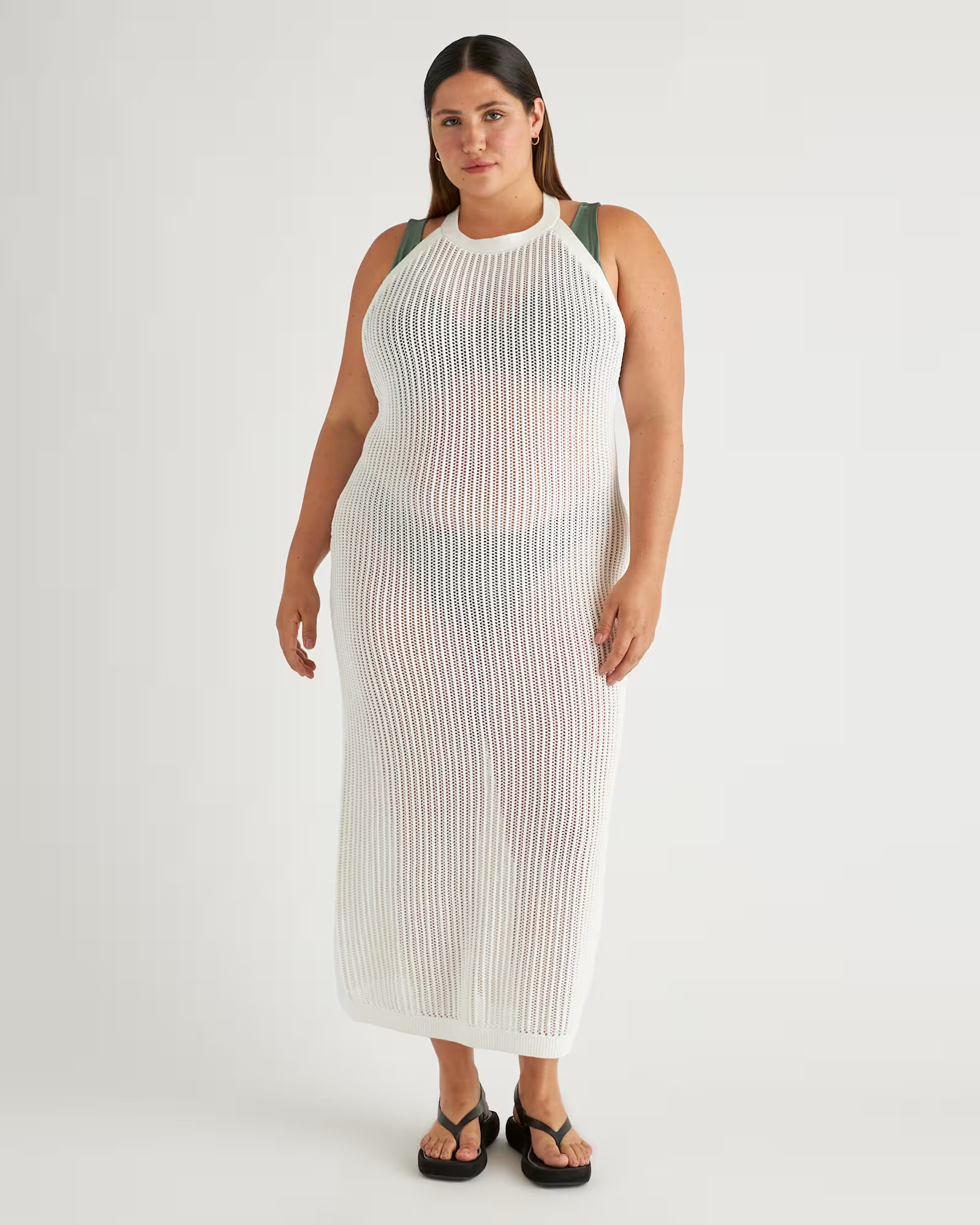100% Organic Cotton Open-Knit Cover-Up Maxi Dress in White | Quince