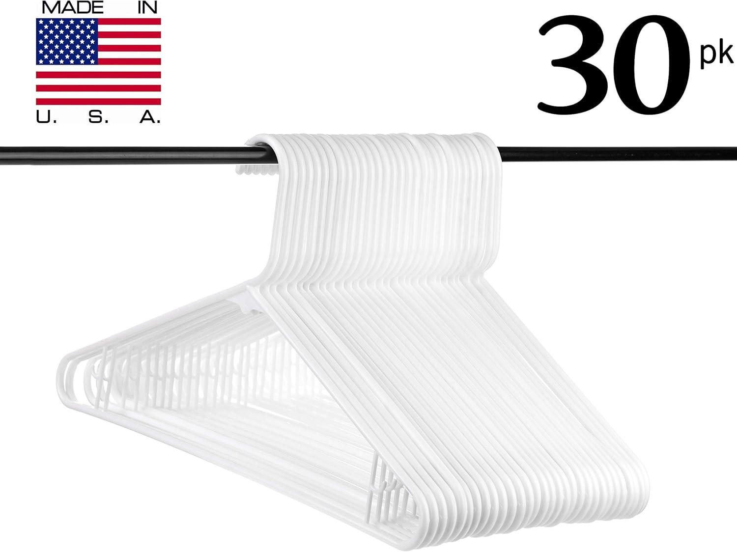 Neaties American Made White Plastic Hangers with Bar Hooks, Plastic Clothes Hangers Ideal for Eve... | Amazon (US)