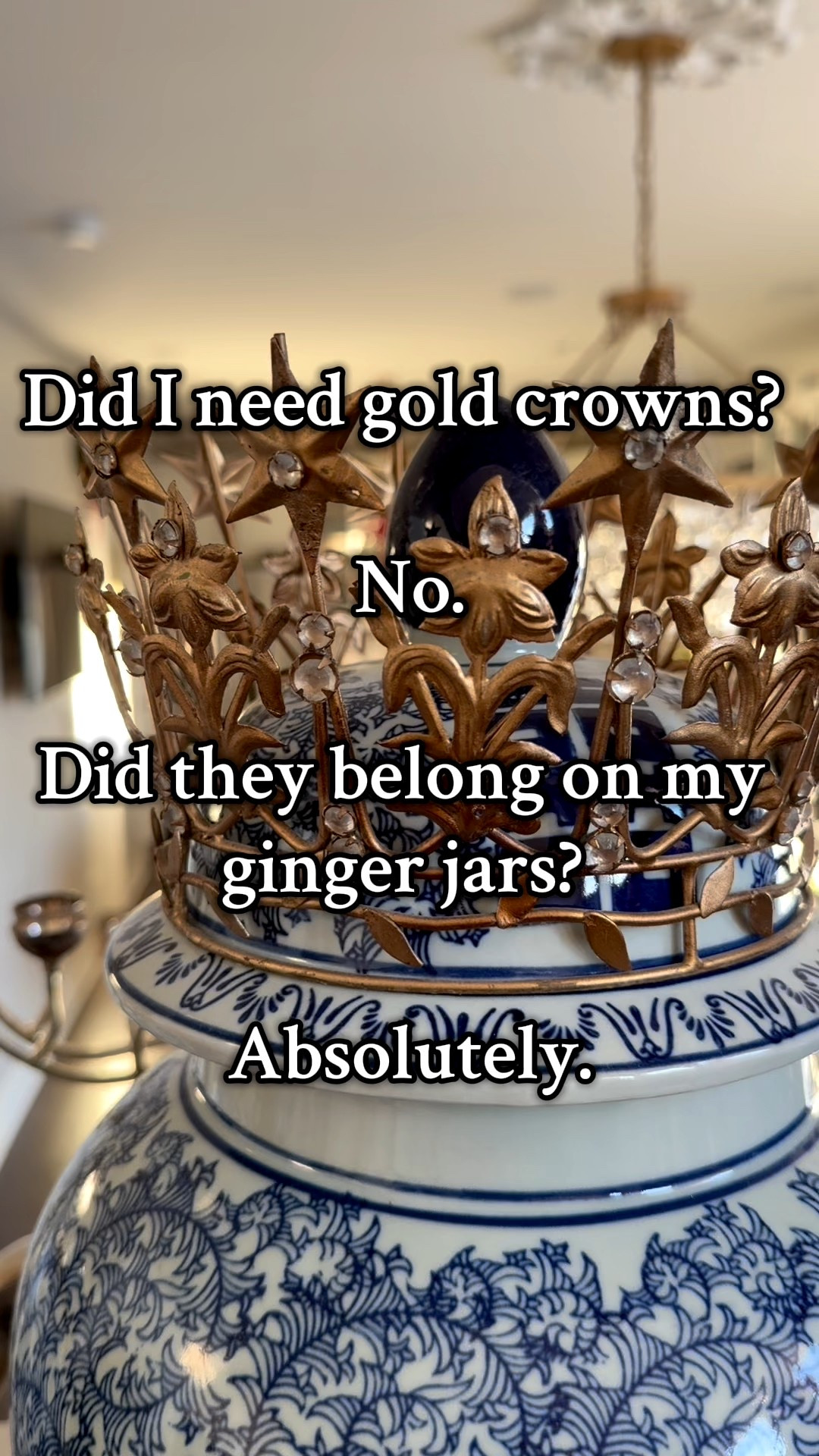 styled these gold crowns on top of my blue and white ginger jars for a simple but striking decor moment. The mix of classic chinoiserie with the warm gold crown adds height, texture, and a festive touch that works for the holidays or year-round styling. A beautiful way to elevate shelves, consoles, and cabinets with something unique and charming.


#LTKHoliday #LTKHome #LTKGiftGuide