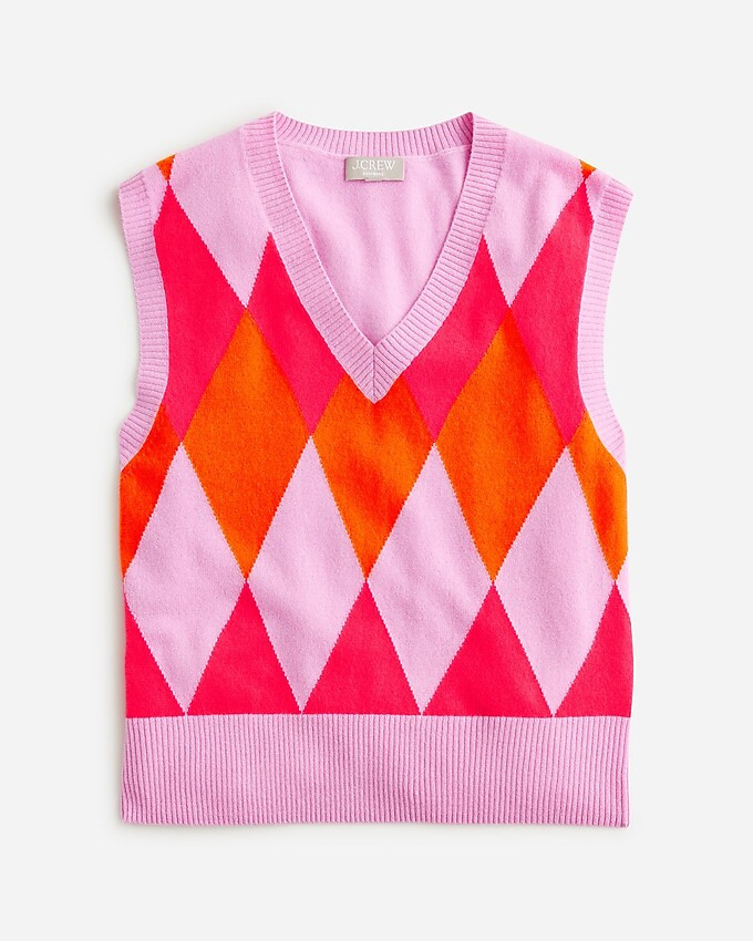 Cashmere argyle V-neck sweater-vest | J. Crew US