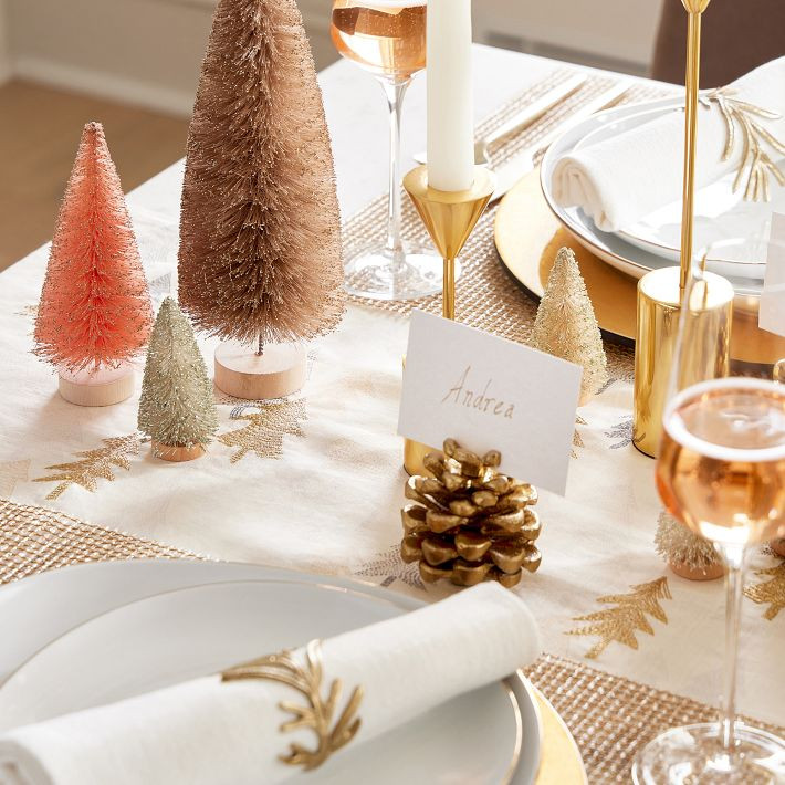 Forest Shine Metal Sprig Napkin Ring Sets | West Elm | West Elm (US)