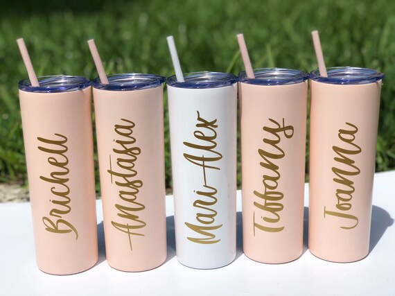 Bridesmaid gift /  personalized tumbler / Skinny tumbler / 20 oz stainless steel tumbler / custom... | Etsy (US)
