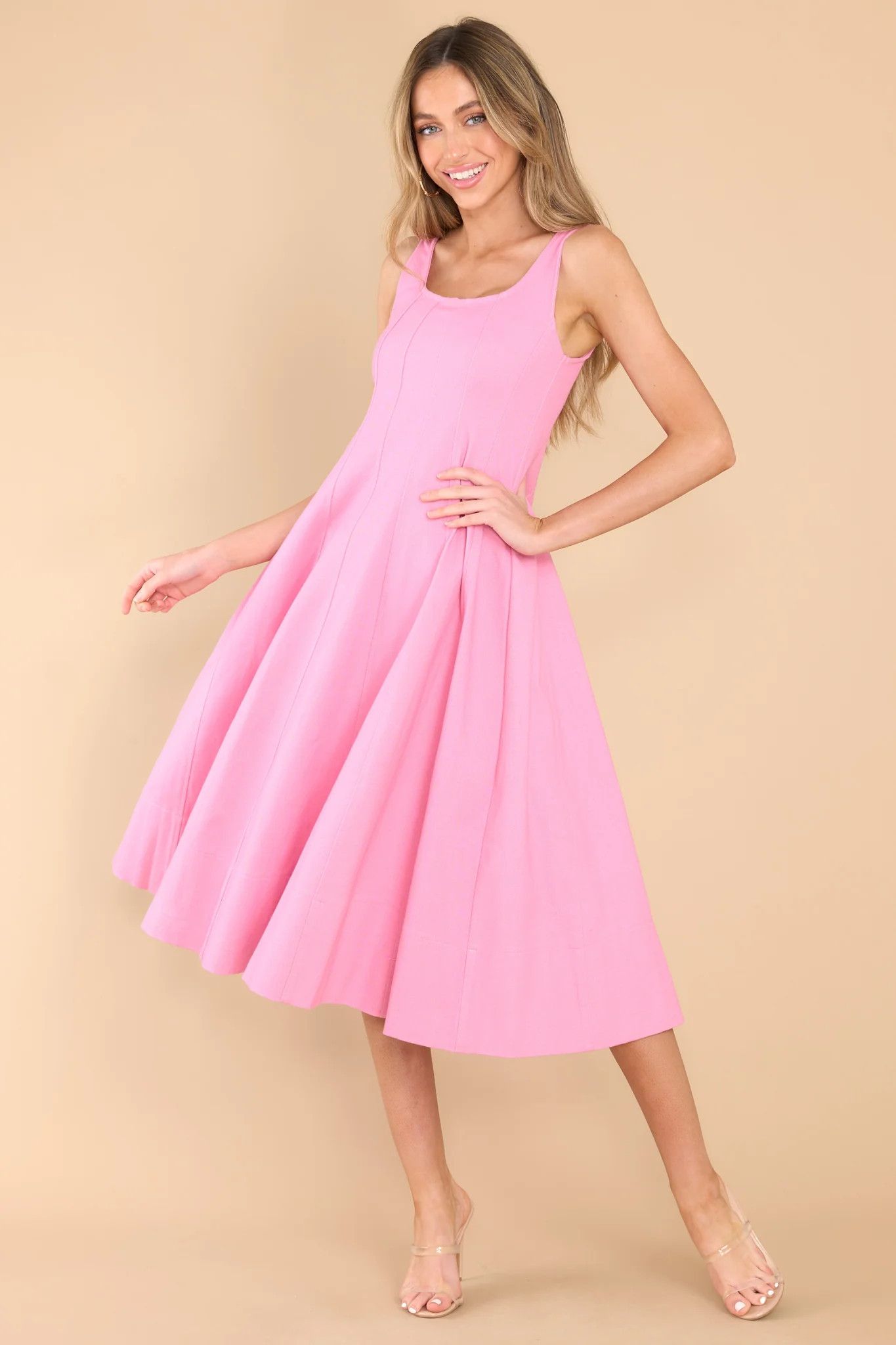 Nice To See You Pink Midi Dress | Red Dress 