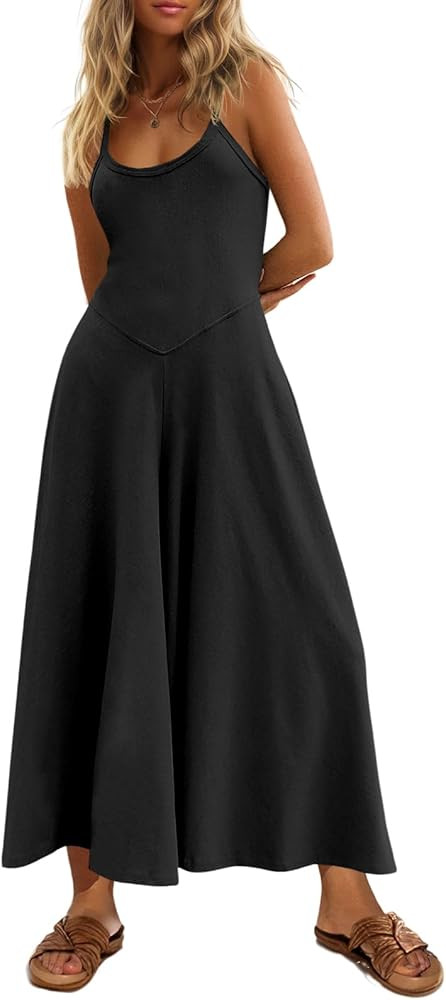 Cicy Bell Womens Casual Wide Leg Jumpsuits Summer Spaghetti Strap Sleeveless Cut Out Loose Long P... | Amazon (US)