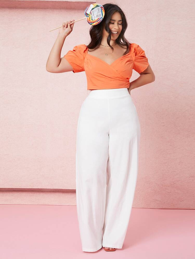 SHEIN Plus High Waist Wide Leg Pants | SHEIN