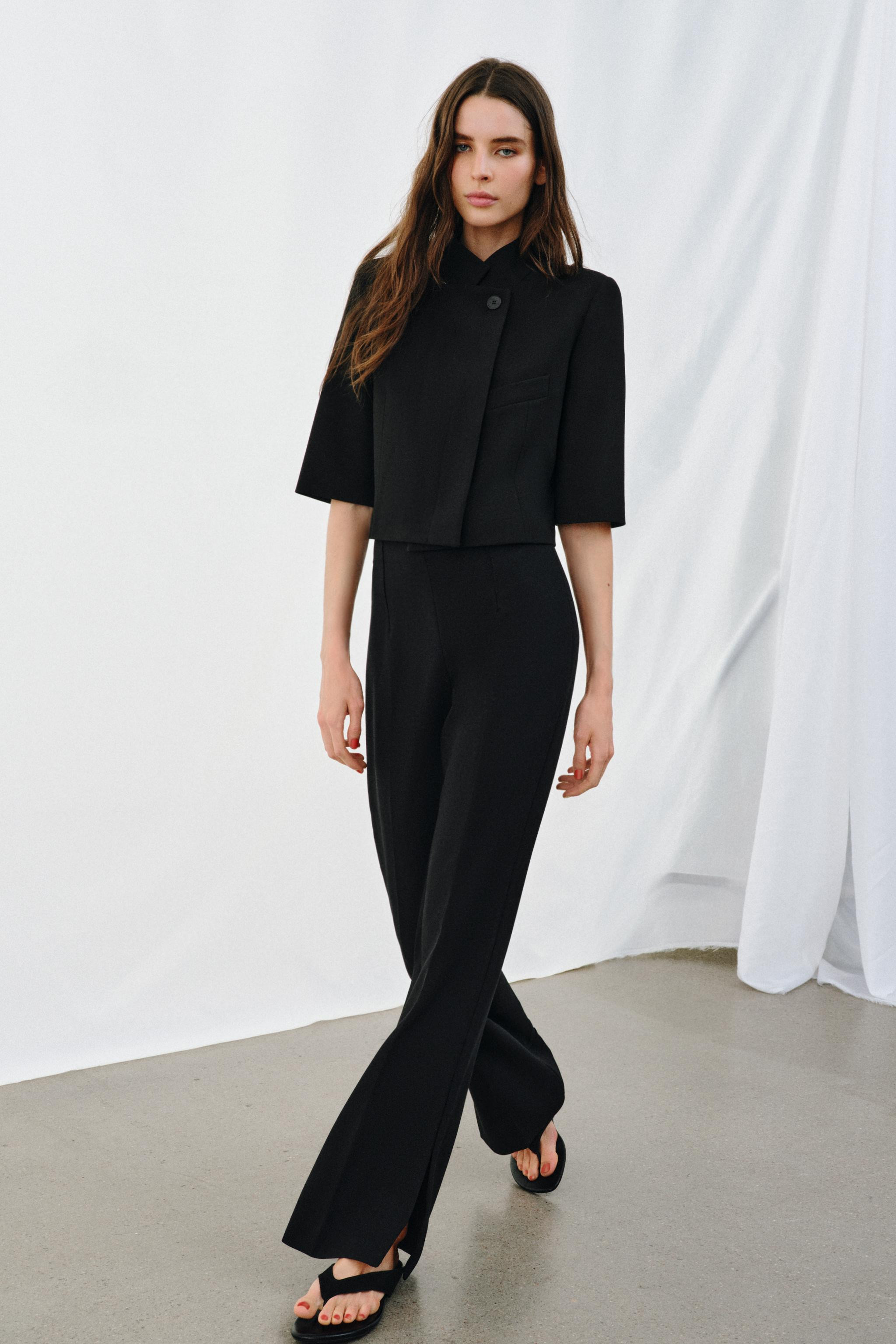 SHORT SLEEVE CROPPED BLAZER ZW COLLECTION | Zara US