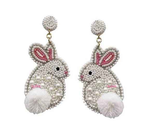 NEW White Rabbit Earring Bunny Earring Seed Bead Earring | Etsy | Etsy (US)