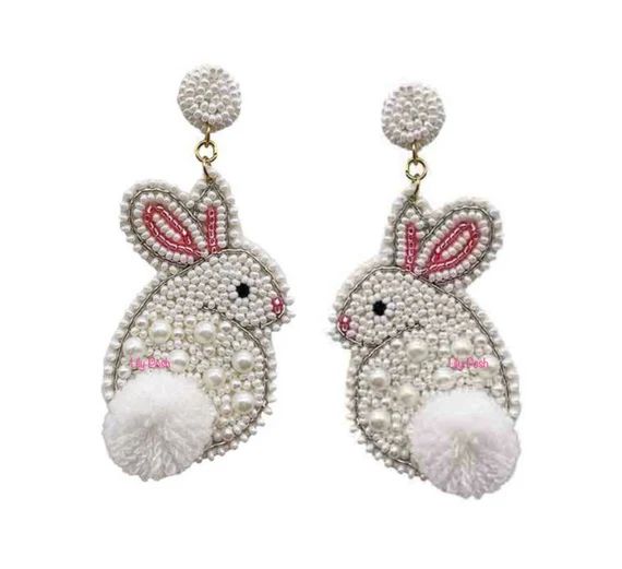 NEW White Rabbit Earring Bunny Earring Seed Bead Earring | Etsy | Etsy (US)