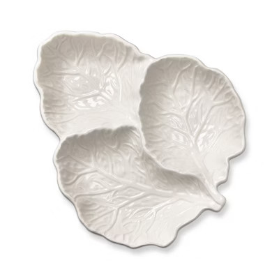 TAG White Cabbage Stoneware 3 Part Divided Dish Dishwasher Safe 12.0L x 9.65W x 2.0H inches | Target