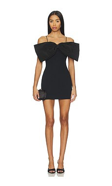 David Koma Oversized Bow Mini Dress in Black from Revolve.com | Revolve Clothing (Global)