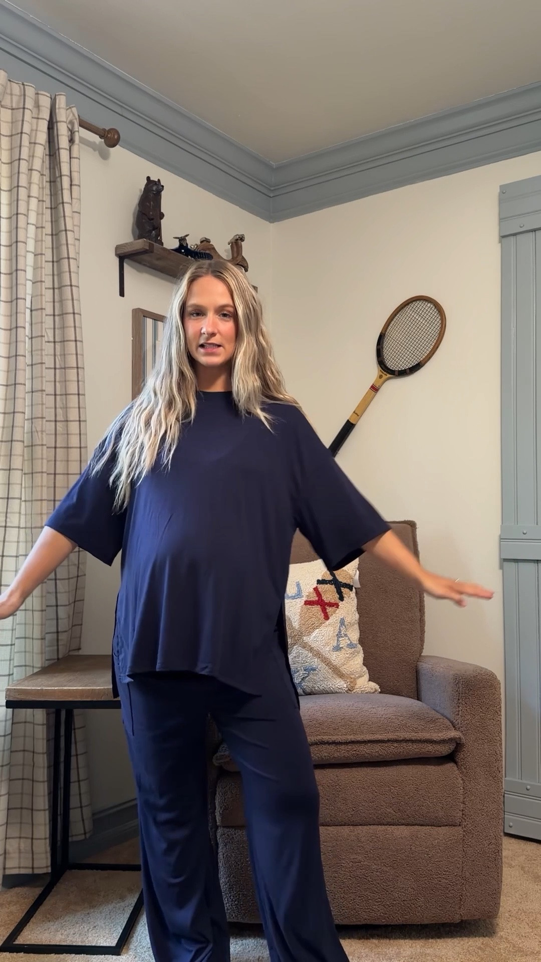 Packing my hospital bag soon! Navy long sleeve and long pants size small but want to exchange for a medium! Navy flowy short sleeve and pants set is a small. Black tank and shorts set is a medium. Target striped red top is an xxl. Target pants are a medium. Smalls in everything else!

#LTKootd #LTKmomlife #LTKBump