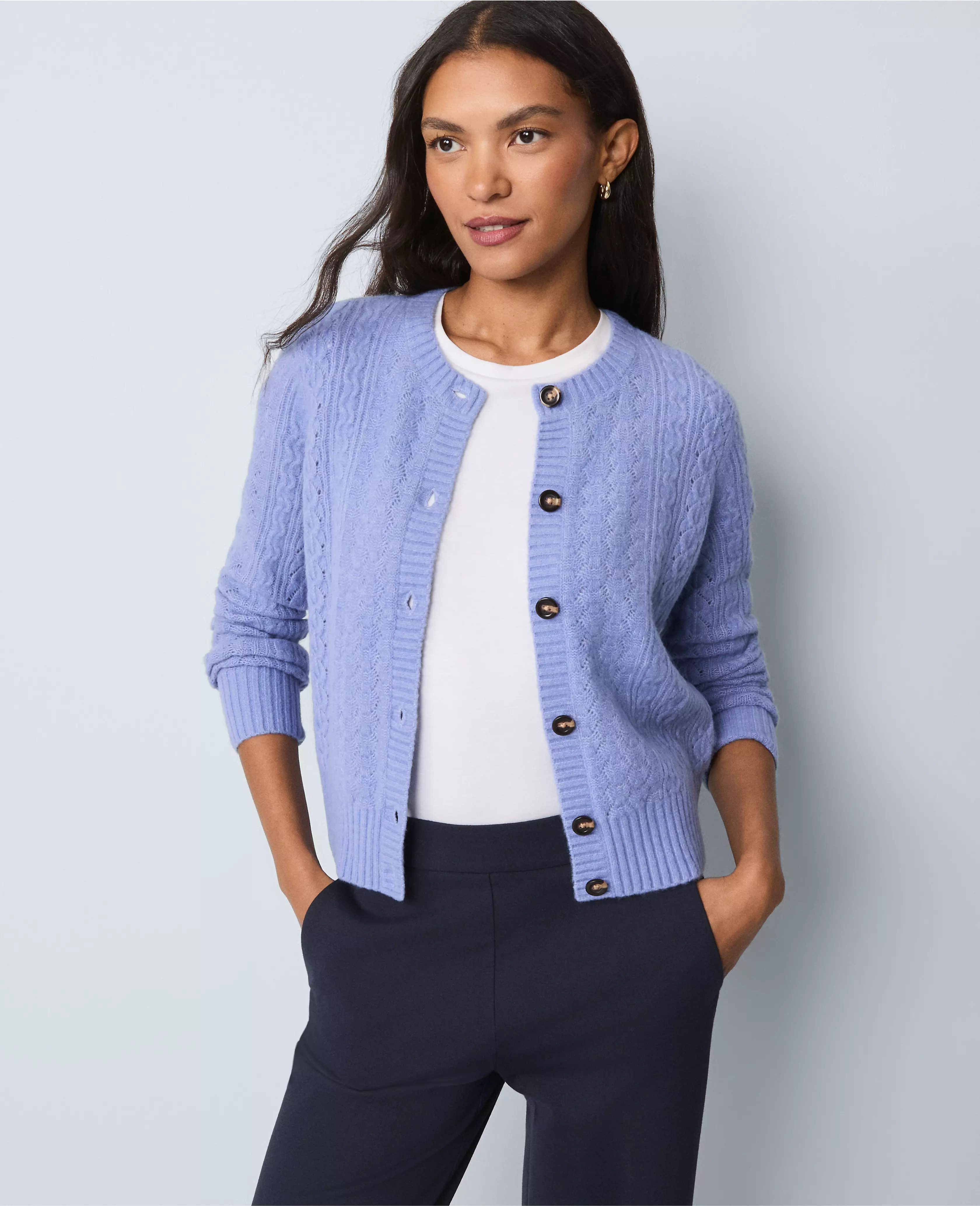 Weekend Collection Pointelle Cardigan | Ann Taylor