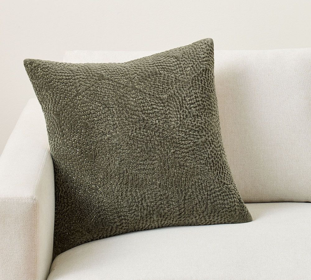 Follette Quilted Velvet Pillow Cover | Pottery Barn (US)