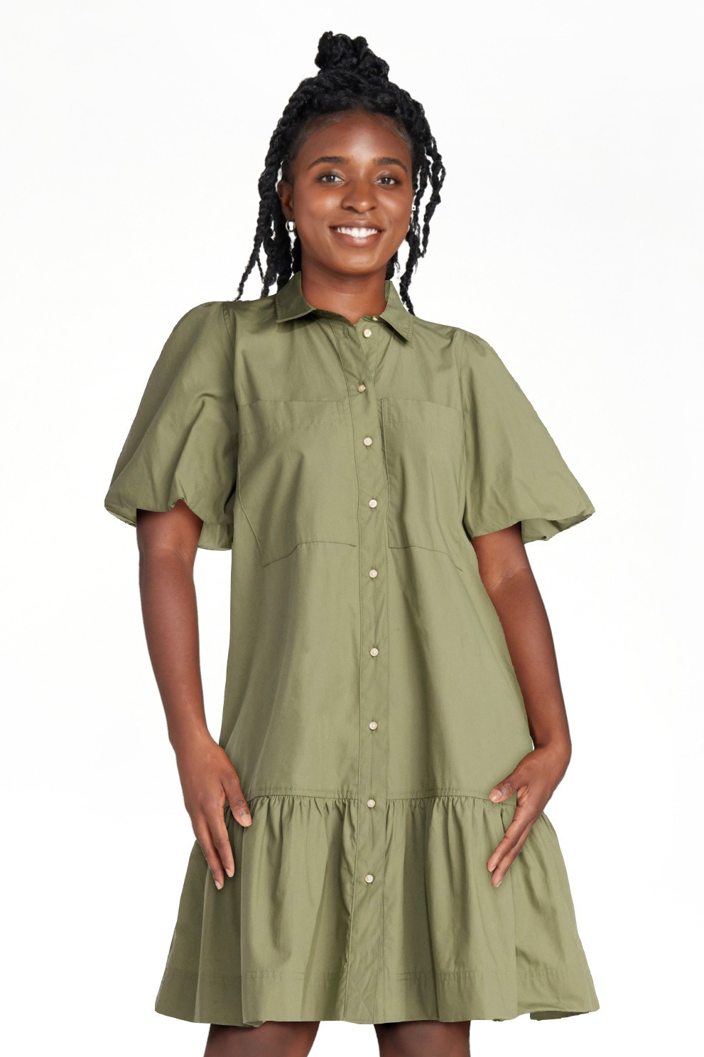 Free Assembly Women’s and Women's Plus Cotton Ruffle Mini Dress with Puff Sleeves, Sizes XS-4X | Walmart (US)