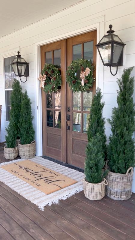 Beautiful faux silk cedar trees! I have the 3’ 5’ and 6’ but they are available in many sizes!! Jute rug is 4x6 and doormat is 2x5. Double layered rug and welcome mat. Holiday seasonal front doors. Etsy. Baskets planters Artificial trees plants and flowers  porch decor front door decor . Home decor christmas and holiday decor styling southern front porch bed swing  target Home Depot overstock outdoor furniture Christmas and holiday front porch front door light fixtures lantern outdoor wall sconce jute scatter rugs l large oversized Christmas doormat 

#LTKhome #LTKstyletip #LTKHoliday