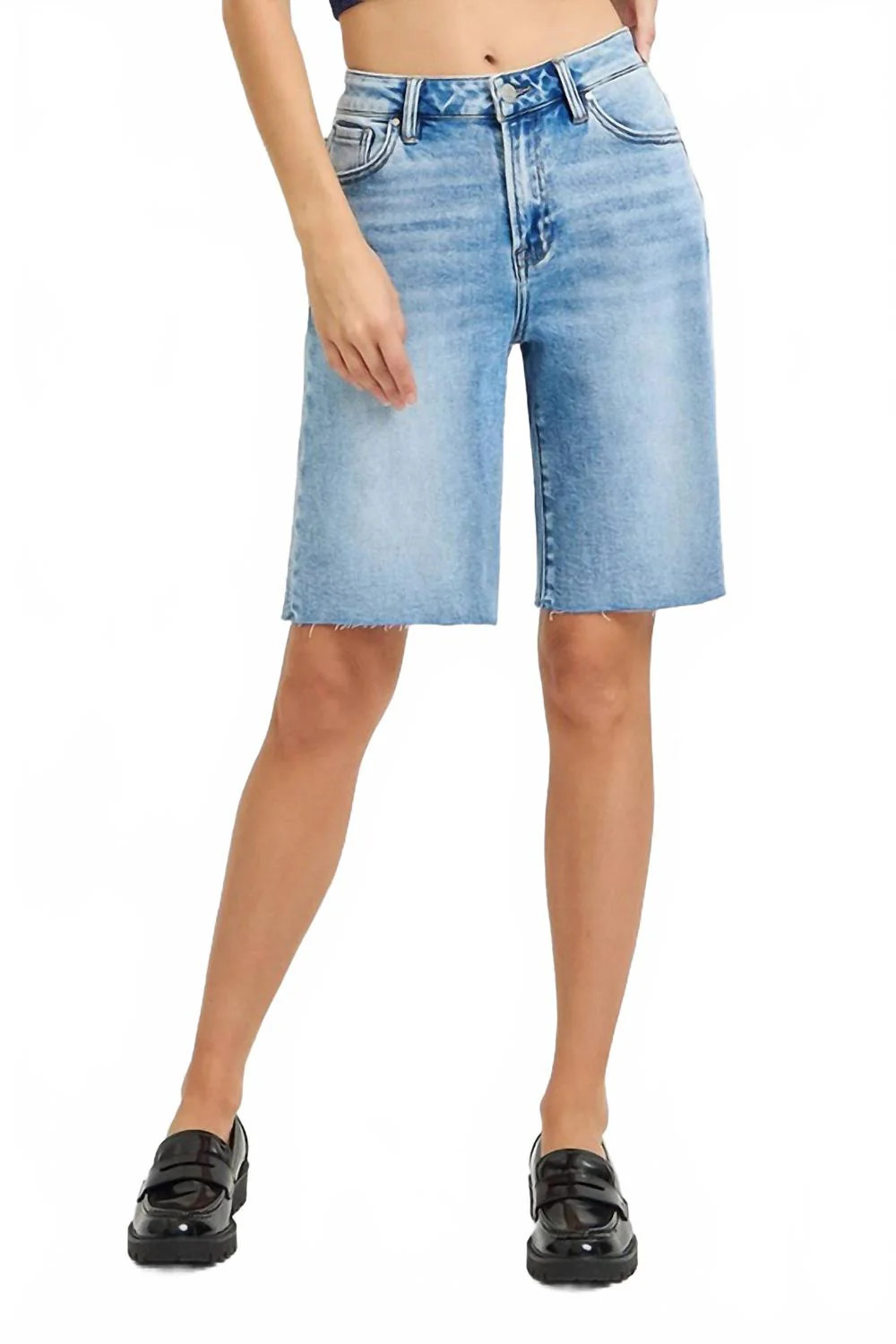 Jenny High Rise Bermuda Shorts In Light Blue | Shop Simon