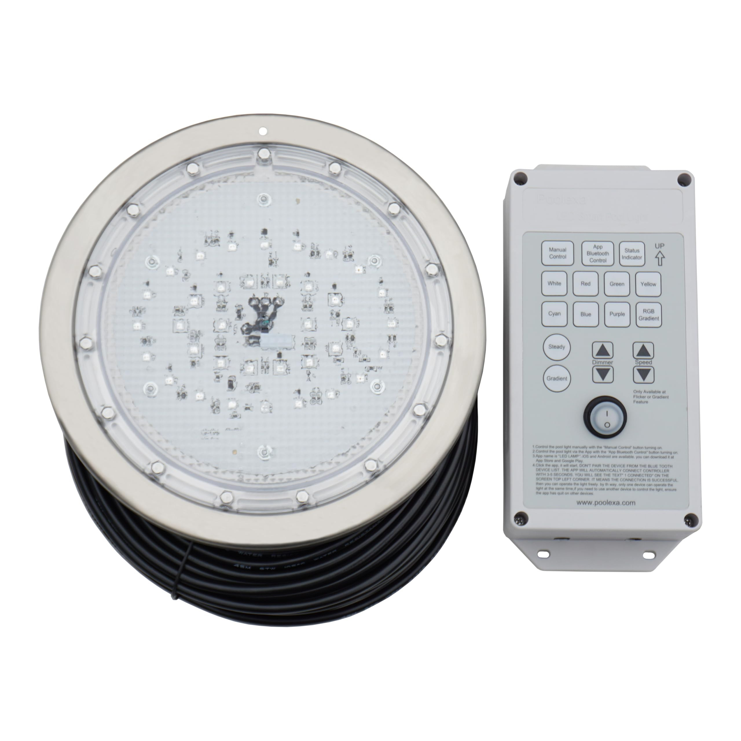 Poolexa 10 Inch LED Multicolor Inground Pool Light – Stainless Steel Housing, 150ft Cord, RGB C... | Amazon (US)