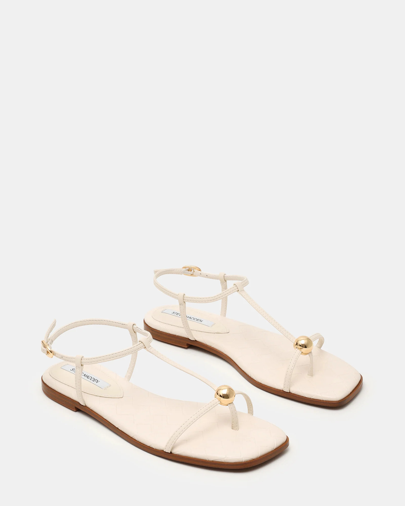 RITZY Woven Bone Square-Toe Strappy Women's Sandal | Steve Madden (US)