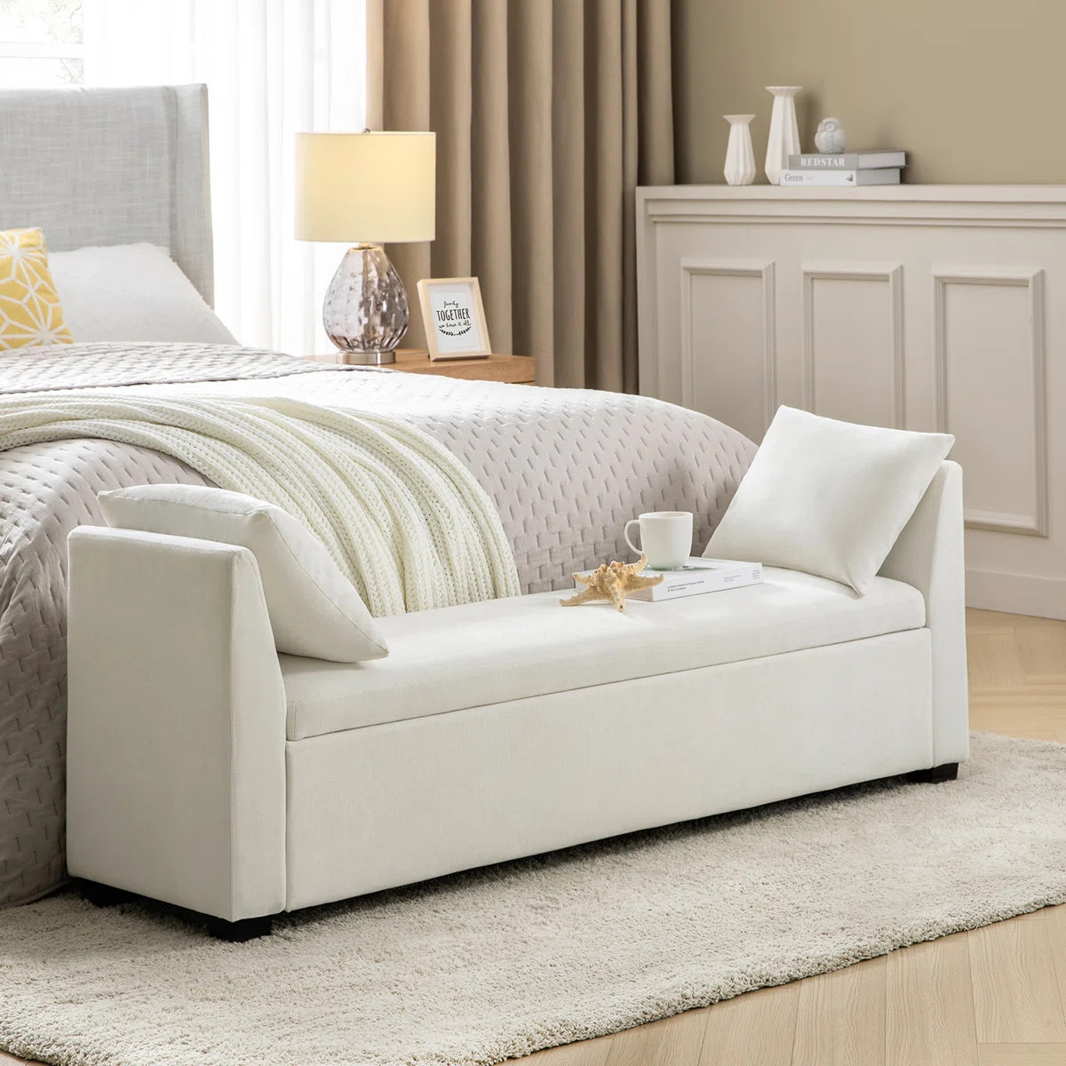 Aristides 59.8" W Storage Bench with Two Cushions | Wayfair North America