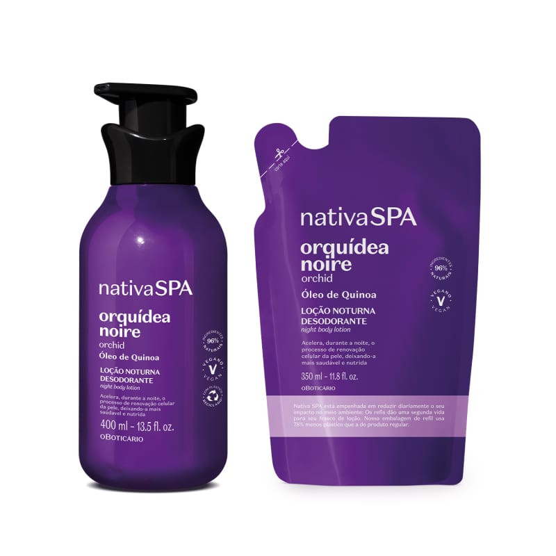 Combo Nativa SPA Orquidea Noire: Loção Corporal 400ml + Refil 350ml | oBoticario (BR)