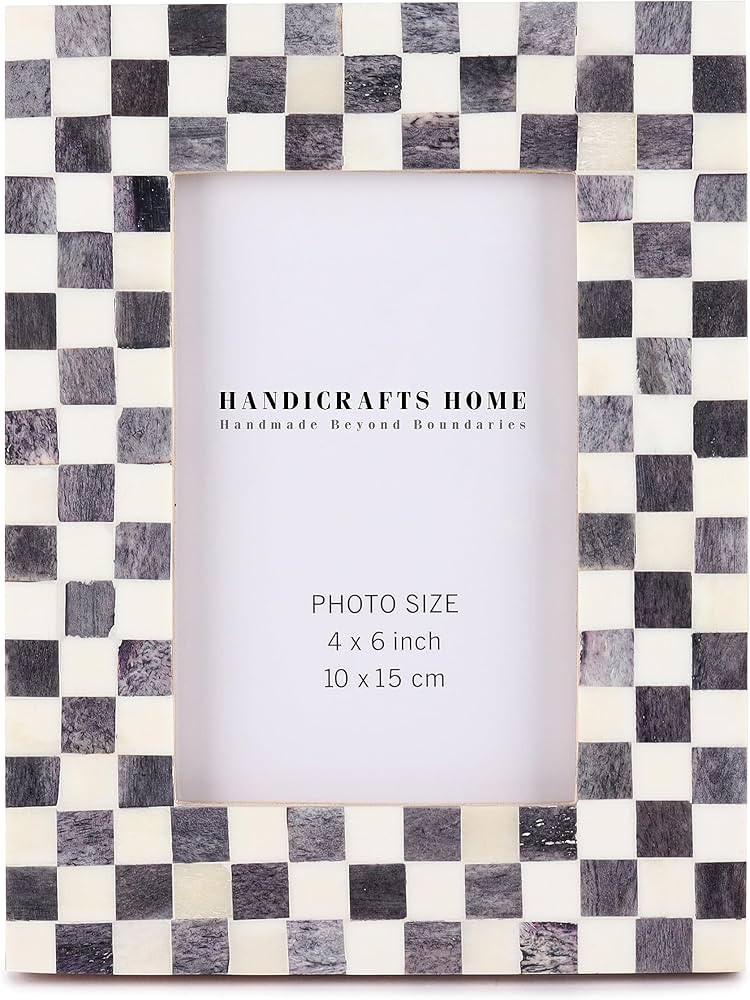 Handicrafts Home Checked Pattern Picture Photo Frame Handmade Naturals Bone Frames For Photo Fram... | Amazon (US)