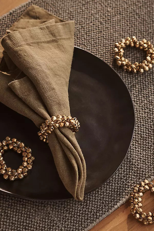 Jingle Bell Napkin Ring Holders, Set of 4 | Anthropologie (US)