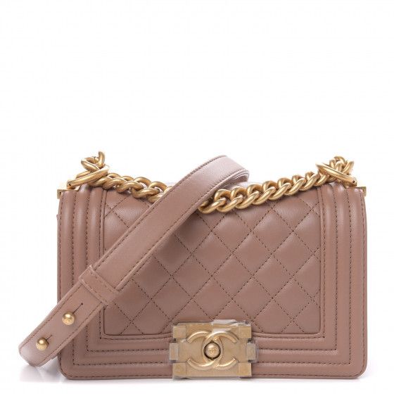 CHANEL Lambskin Quilted Small Boy Flap Beige | Fashionphile