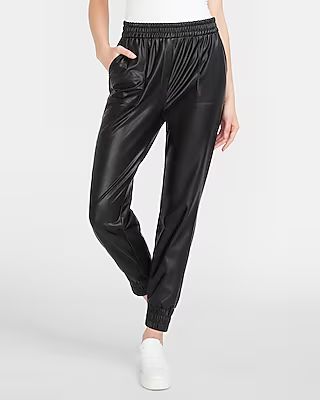 High Waisted Vegan Leather Jogger Pant | Express