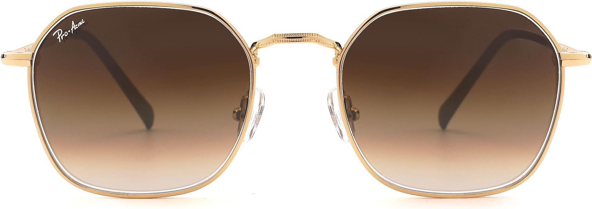 Pro Acme Hexagonal Sunglasses for Women Men, 100% Real Glass Lens Retro Square Trendy Shades | Amazon (US)