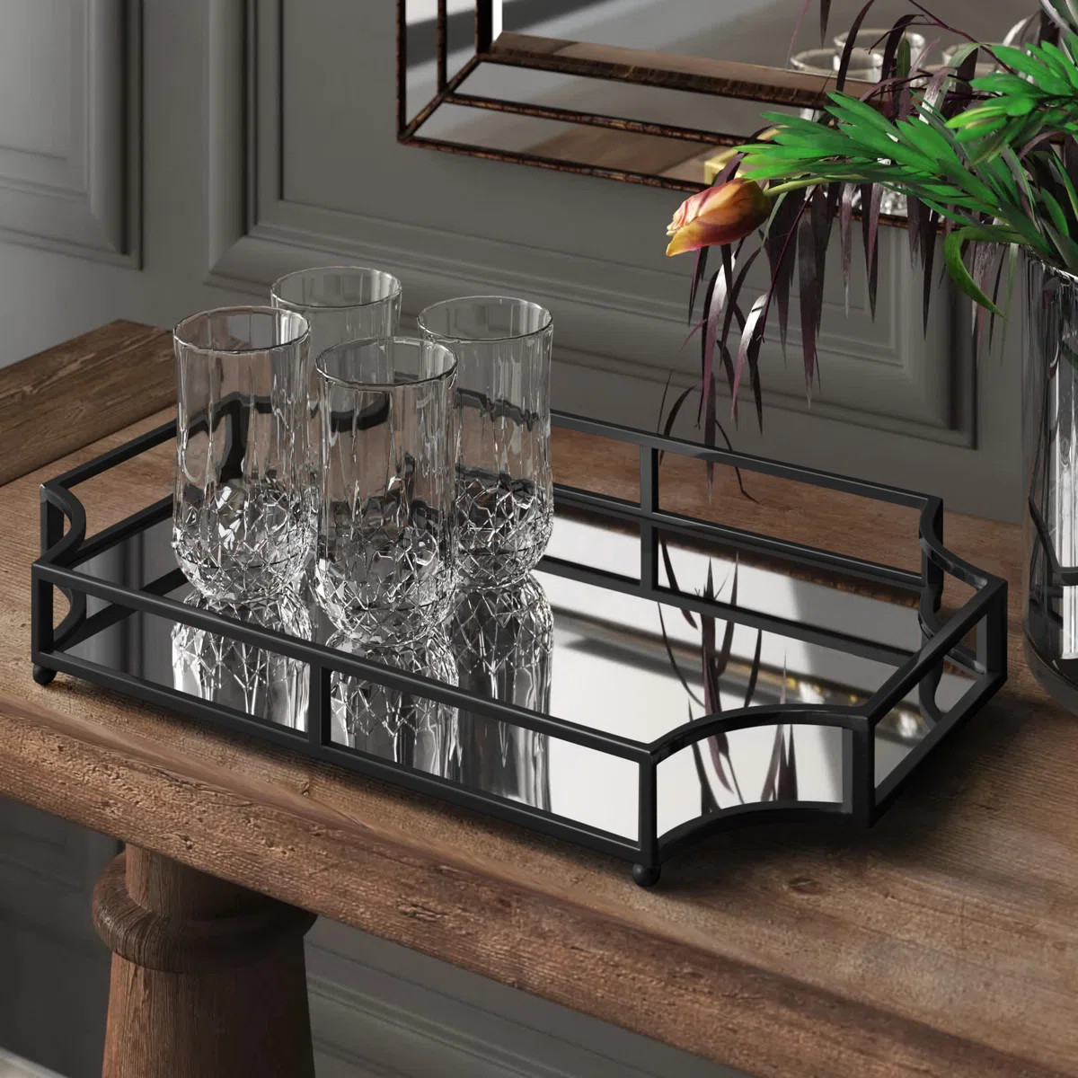 Rosa Mirrored Glass Tray | Wayfair North America