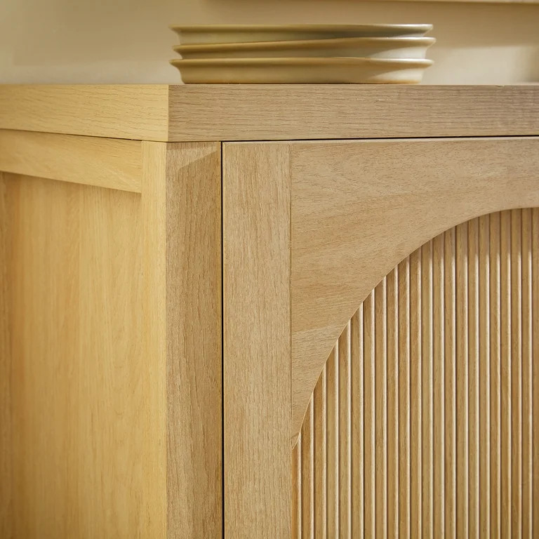 Walker Edison Modern 70" Reeded Sideboard with Arch, Coastal Oak | Walmart (US)