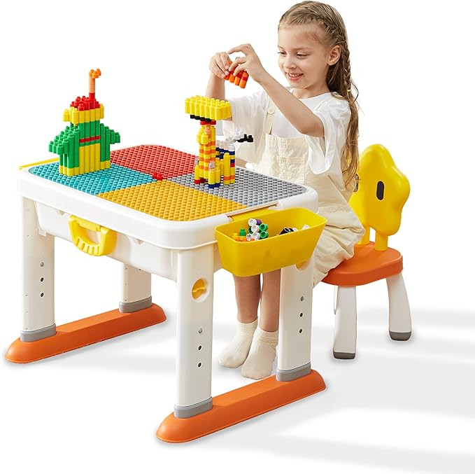 Kids Activity Table Building Blocks Table and Chair Set Kids Play Table Water and Sand Table Lear... | Amazon (US)