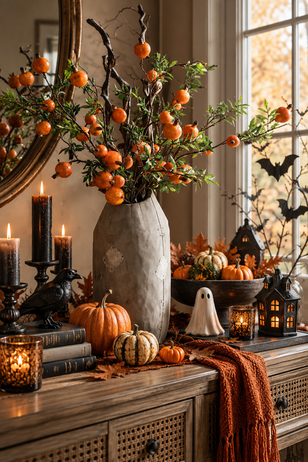 The little details are always what make Halloween decorating feel so good 👻 I’m loving things like the Hanging Ghost Wind Chime Set, Black Cat Candy Jar, Painted Twig Ghost, and Pomegranate Stems because they can be layered into spaces you already have styled. Nothing feels forced, just a little seasonal upgrade. #BirchLaneFinds #HalloweenDecor #HalloweenIndoorDecor #GhostDecor #BlackCatDecor #FallStems #FallDecor #SpookySeason #HalloweenHomeDecor #SeasonalStyling 

 #LTKSeasonal #LTKHome #LTKSaleAlert