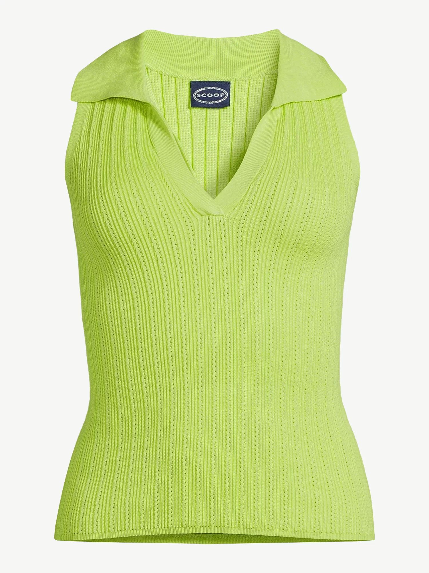 Scoop Women's Ribbed Sleeveless Polo Shirt | Walmart (US)