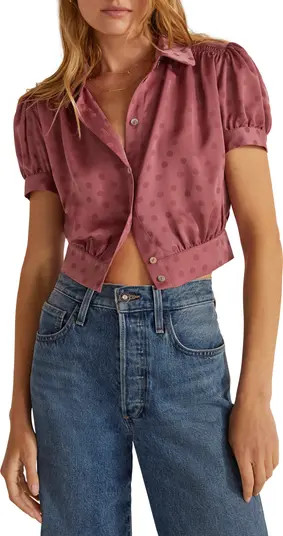 Garden Party Polka Dot Banded Waist Blouse | Nordstrom