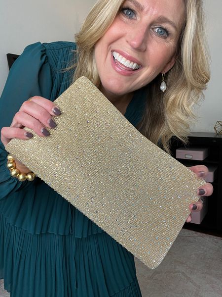 Gold studded clutch. Comes with a crossbody chain. Also linking so other cute options. Great for the holidays, events and weddings. 

#LTKfindsunder50 #LTKwedding #LTKHoliday