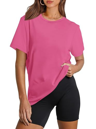 OFEEFAN Breathable Workout Shirts Women Yoga Hiking Running Top Hot Pink Tops for Women XL | Amazon (US)