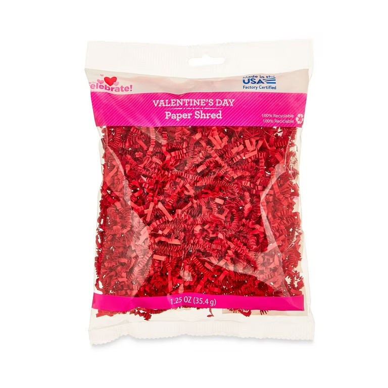 Valentine's Day Red Crinkle Paper Shred Art & Craft Filling, 1.25 oz, by Way To Celebrate - Walma... | Walmart (US)